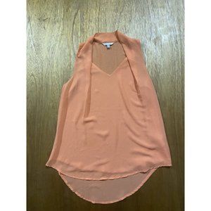 Naked Zebra Orange Sheer Sleevless Women's Blouse Polyester Small